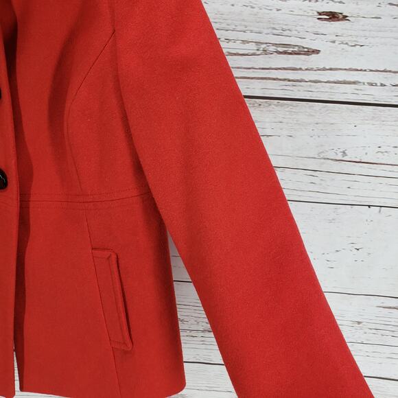 Old Navy Women's Red Ruffle Collar Pockets Wool Blend Jacket Size Medium - Picture 7 of 12